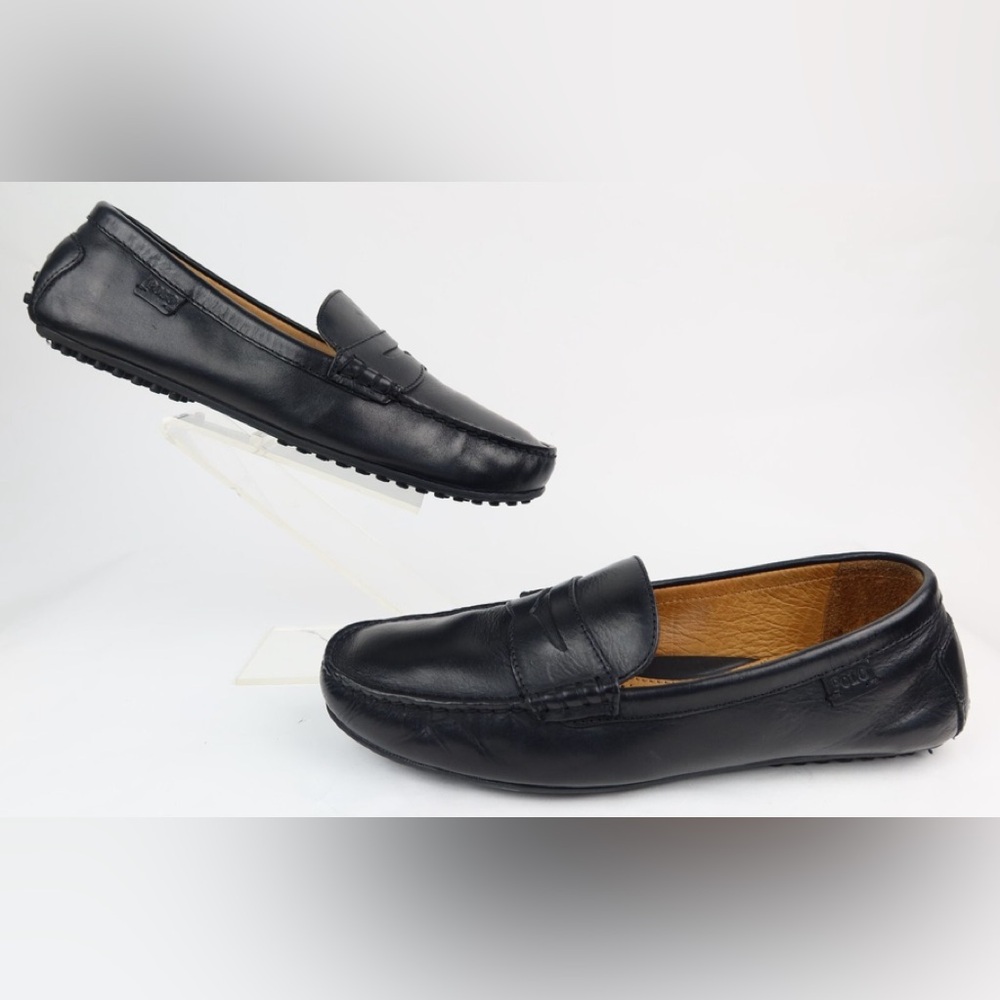 Polo Ralph Lauren black Workington leather driving loafer shoe
